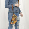 ADBG1433 American Darling Hand-Tooled Genuine Leather Western Taco Bag | Floral Carved Artisan Wristlet