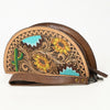 ADBG1433 American Darling Hand-Tooled Genuine Leather Western Taco Bag | Floral Carved Artisan Wristlet