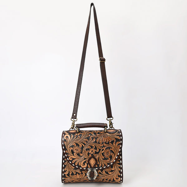 ADBGA528 American Darling Western Leather Hand Tooled Floral Messenger Bag