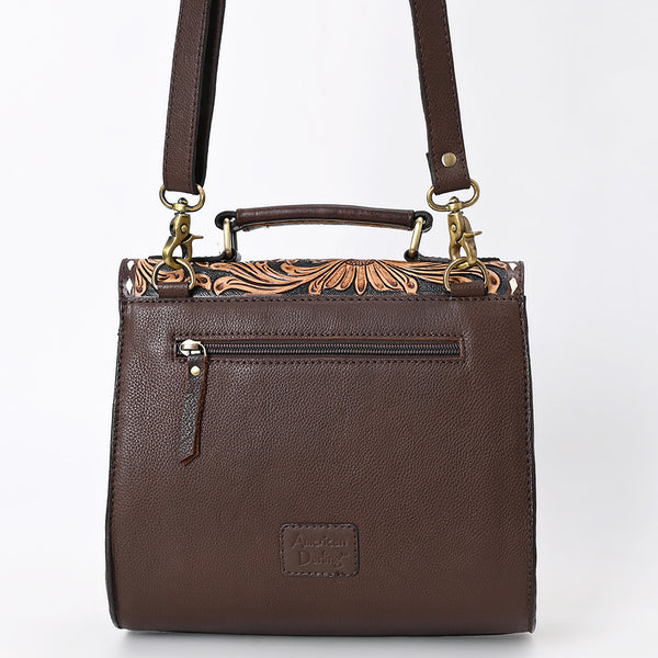 ADBGA528 American Darling Western Leather Hand Tooled Floral Messenger Bag