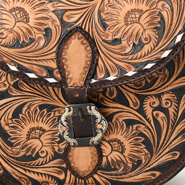 ADBGA529 American Darling Western Leather Hand Tooled FloralCrossbody Bag