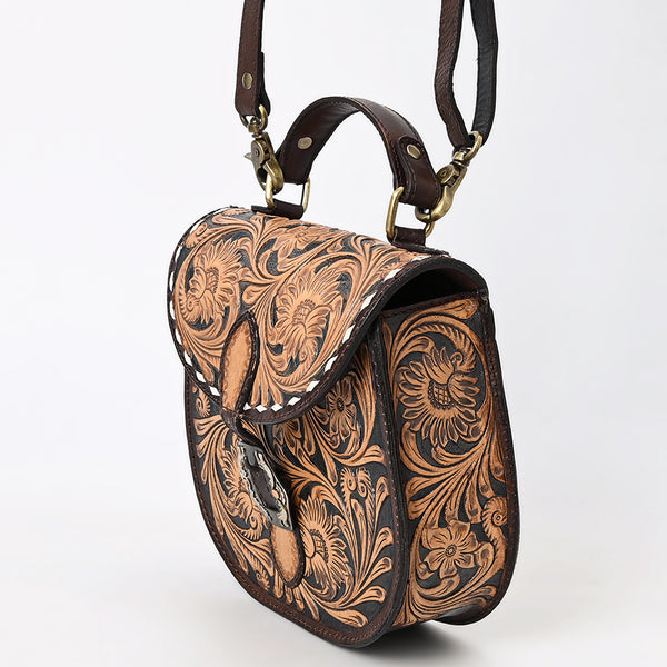 ADBGA529 American Darling Western Leather Hand Tooled FloralCrossbody Bag