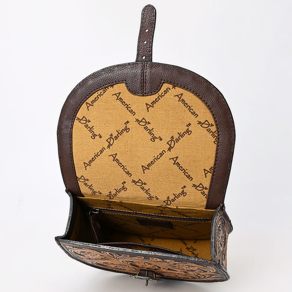 ADBGA529 American Darling Western Leather Hand Tooled FloralCrossbody Bag