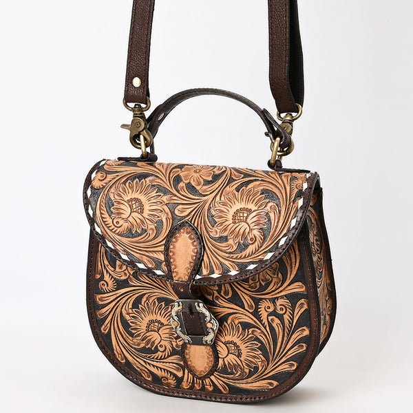 ADBGA529 American Darling Western Leather Hand Tooled FloralCrossbody Bag