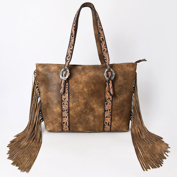 ADBGA533 American Darling Western Leather Cross body Bag Hand Tooled Floral Fringes