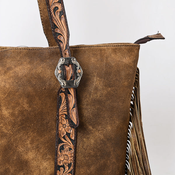 ADBGA533 American Darling Western Leather Cross body Bag Hand Tooled Floral Fringes