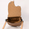 ADBGZ818 Western Saddle bag Crossbody - Hand-Tooled Leather Buckle Flap Bag in Natural Tan