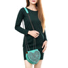 ADBGZ819 Heart-Shaped Hand-Tooled Leather Crossbody Canteen Bag with Chain Strap