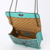 ADBGZ820 Hand-Tooled Leather Crossbody Bag with Chain Strap - Floral Western Design