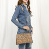 ADBGZ823 Structured Hand-Tooled Leather Crossbody Bag Western Floral with Chain Strap