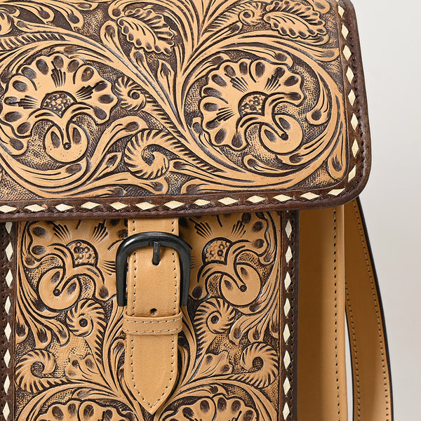 ADBGZ824 Hand-Tooled Leather Western Bag Double Pocket Briefcase Style