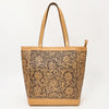 ADBGZ825 Hand-Tooled Leather Western Tote Bag - Large Floral Design
