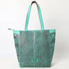 ADBGZ825 Hand-Tooled Leather Western Tote Bag - Large Floral Design