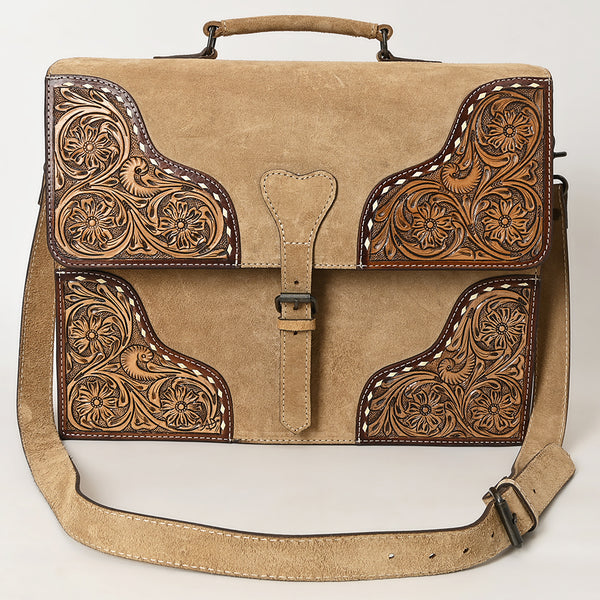 ADBG1436 American Darling Hand-Tooled Genuine Leather Western Briefcase Bag | Genuine Suede & Buckstitch Artisan Design