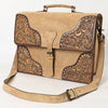 ADBG1436 American Darling Hand-Tooled Genuine Leather Western Briefcase Bag | Genuine Suede & Buckstitch Artisan Design