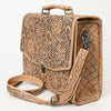 ADBG1437 American Darling Western Hand-Tooled Leather Briefcase Bag Floral Carved Genuine Leather Work Bag