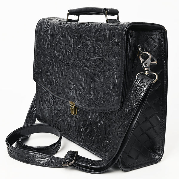 ADBG1437 American Darling Western Hand-Tooled Leather Briefcase Bag Floral Carved Genuine Leather Work Bag