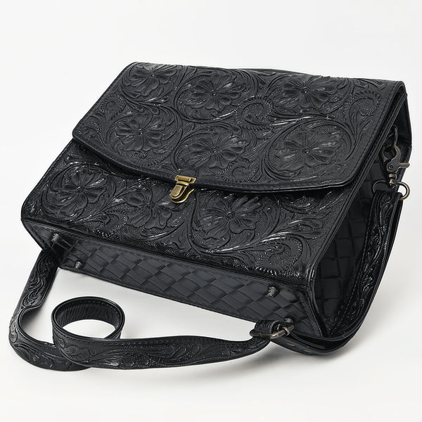 ADBG1437 American Darling Western Hand-Tooled Leather Briefcase Bag Floral Carved Genuine Leather Work Bag