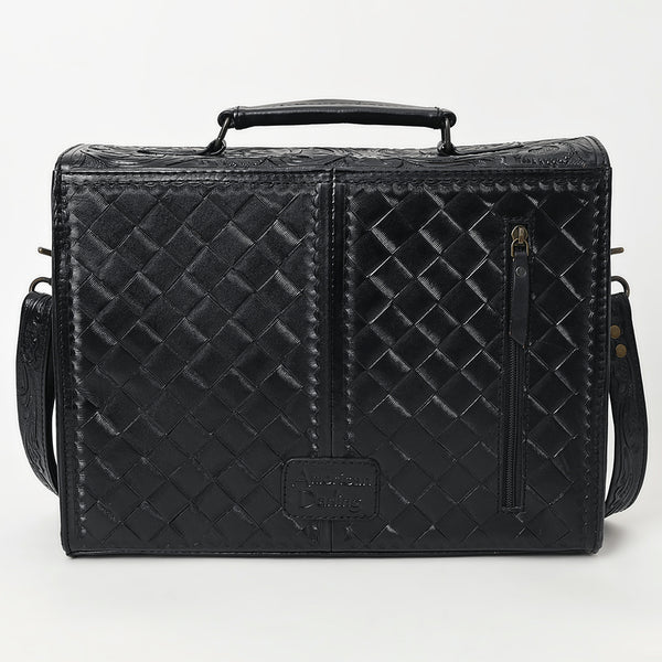 ADBG1437 American Darling Western Hand-Tooled Leather Briefcase Bag Floral Carved Genuine Leather Work Bag