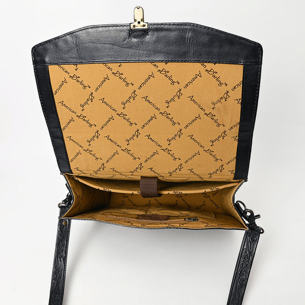 ADBG1437 American Darling Western Hand-Tooled Leather Briefcase Bag Floral Carved Genuine Leather Work Bag
