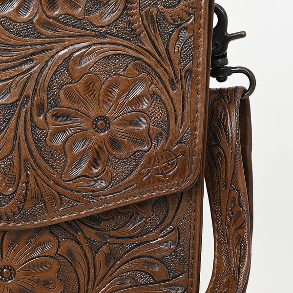 ADBG1437 American Darling Western Hand-Tooled Leather Briefcase Bag Floral Carved Genuine Leather Work Bag