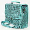 ADBG1437 American Darling Western Hand-Tooled Leather Briefcase Bag Floral Carved Genuine Leather Work Bag