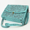 ADBG1437 American Darling Western Hand-Tooled Leather Briefcase Bag Floral Carved Genuine Leather Work Bag