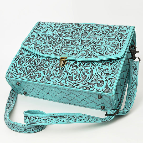 ADBG1437 American Darling Western Hand-Tooled Leather Briefcase Bag Floral Carved Genuine Leather Work Bag
