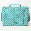 ADBG1437 American Darling Western Hand-Tooled Leather Briefcase Bag Floral Carved Genuine Leather Work Bag