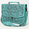 ADBG1437 American Darling Western Hand-Tooled Leather Briefcase Bag Floral Carved Genuine Leather Work Bag