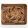 ADBG1438 American Darling Hand-Tooled Genuine Leather Western Wallet Bag with Floral Carving & Card Slots