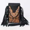 ADBGA537 American Darling Western Leather Cell Phone Holder Hand Tooled Fringe