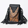 ADBGA537 American Darling Western Leather Cell Phone Holder Hand Tooled Fringe