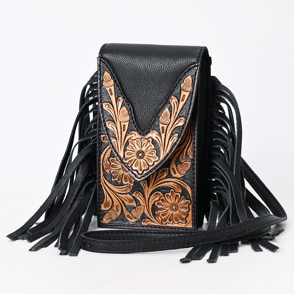 ADBGA537 American Darling Western Leather Cell Phone Holder Hand Tooled Fringe