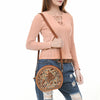 ADBGA538 American Darling Western Leather Canteen Bag Hand Tooled Floral Carved Purse
