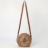 ADBGA538 American Darling Western Leather Canteen Bag Hand Tooled Floral Carved Purse