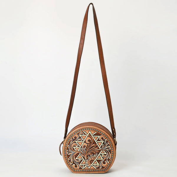 ADBGA538 American Darling Western Leather Canteen Bag Hand Tooled Floral Carved Purse