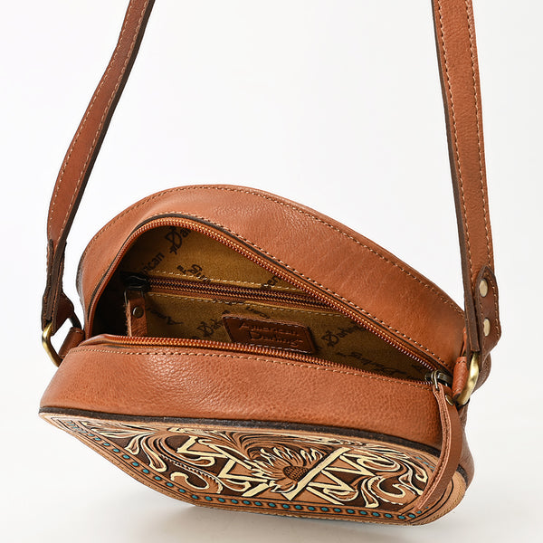 ADBGA538 American Darling Western Leather Canteen Bag Hand Tooled Floral Carved Purse