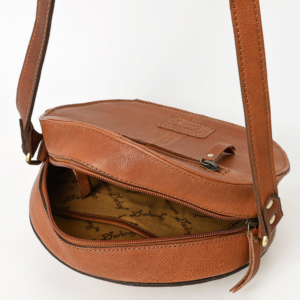 ADBGA538 American Darling Western Leather Canteen Bag Hand Tooled Floral Carved Purse