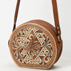 ADBGA538 American Darling Western Leather Canteen Bag Hand Tooled Floral Carved Purse