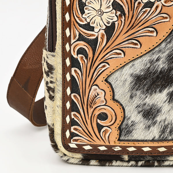 ADBGA545 American Darling Hand Tooled Leather Hair-On Cowhide Sling Bag