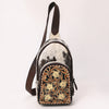 ADBGA546 American Darling Hand Tooled Floral Leather & Hair-On Cowhide Sling Bag