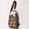 ADBGA546 American Darling Hand Tooled Floral Leather & Hair-On Cowhide Sling Bag