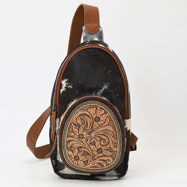 ADBGA548 American Darling Hand Tooled Floral Leather Hair-On Cowhide Sling Bag
