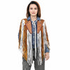 ADJW111 Western Fringe Shoulder Yoke with Hand-Tooled Leather & Cowhide Accent Jewelry Necklace