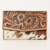 OHG164Wallet Hand Tooled Hair on Genuine Leather Western Bag