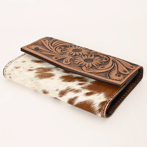 OHG164Wallet Hand Tooled Hair on Genuine Leather Western Bag