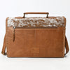 ADBGM399 Hair-On Cowhide Leather Messenger Bag with Braided Trim - American Darling
