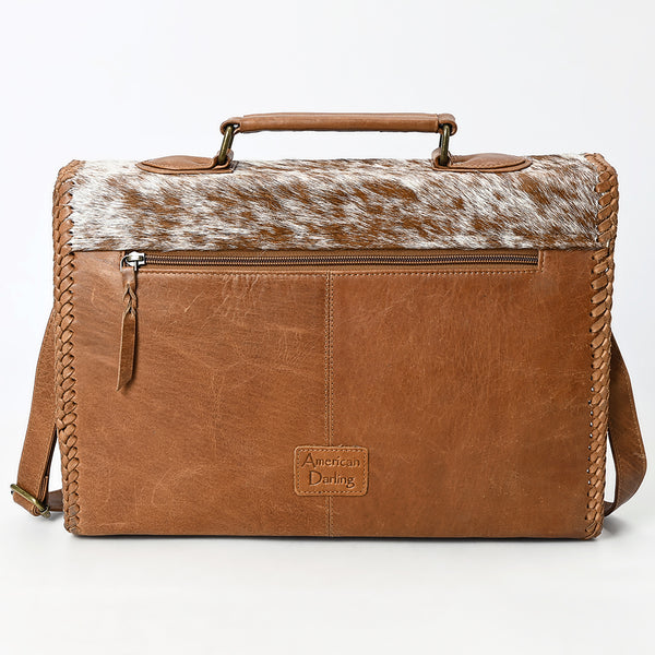 ADBGM399 Hair-On Cowhide Leather Messenger Bag with Braided Trim - American Darling