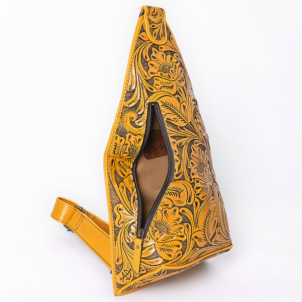 ADBG1443 American Darling Hand-Tooled Western Leather Sling Bag | Genuine Leather Floral Carved Crossbody